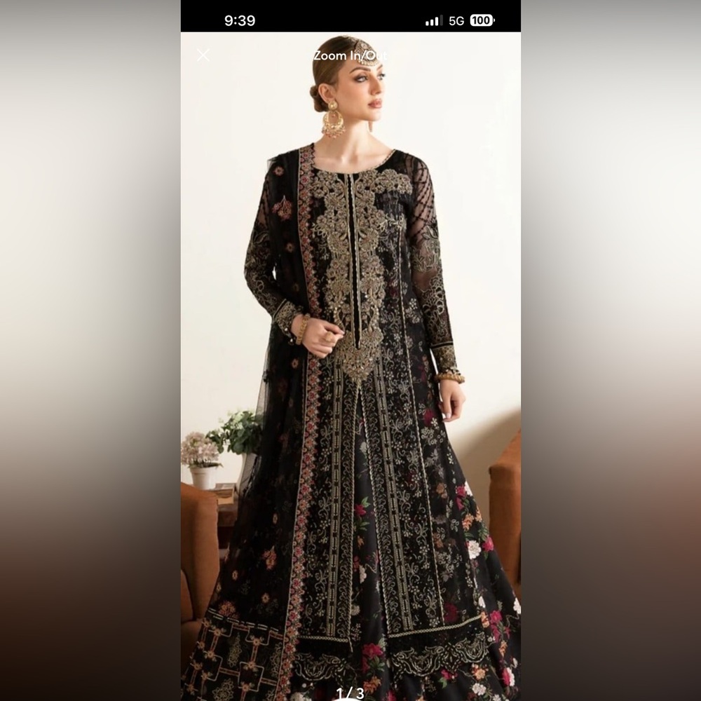 Black and Gold Floral Embellished Long Sleeve Dress